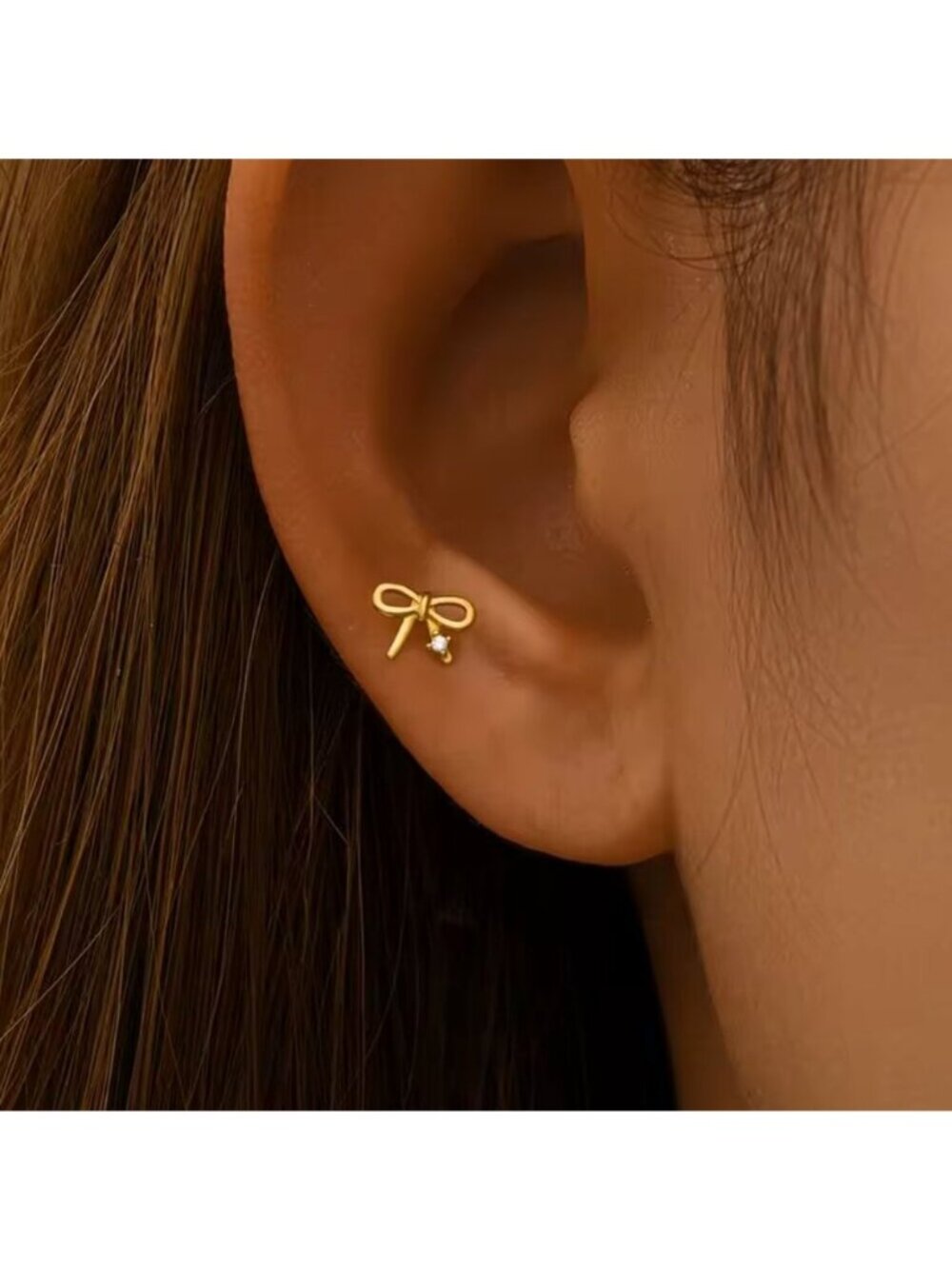 ADORABLE CZ Bow Screw back Stud Bridal jewelry Nappy Tragus Flat Back stud